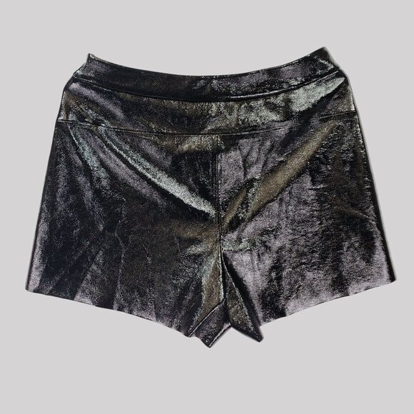 Zara Black Metallic Wrap-Style Mini Skort With Button Detail Size L - Picture 3 of 13